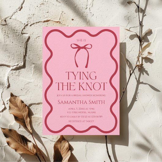 Das Brautparty der Knot-Bow-Krawatte wird rosa gef Einladung