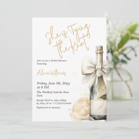 Das Brautparty der Knot-Butter-Gelben Schleife Einladung (Stehend Vorderseite)