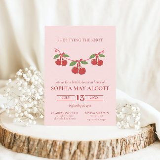 Das Brautparty der Knot Coquette Cherry Bows Einladung