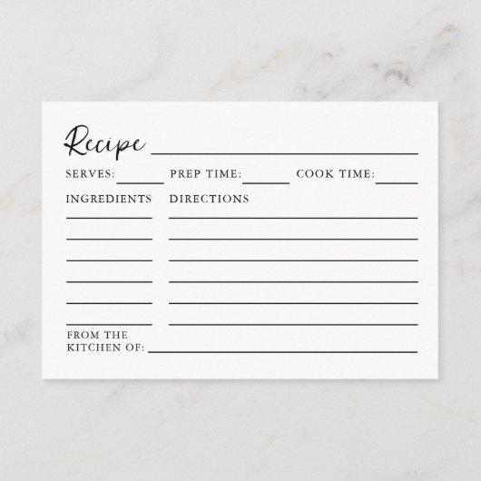 Das Brautparty der Marktrezeptkarte Begleitkarte (Rückseite)