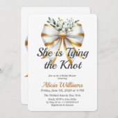 Das Brautparty der weißen Bow-Blüte des Knotens Einladung (Vorne/Hinten)