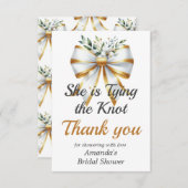 Das Brautparty der weißen Bow des Knotens Dankeskarte (Vorne/Hinten)