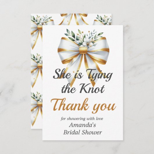 Das Brautparty der weißen Bow des Knotens Dankeskarte (Vorne/Hinten)