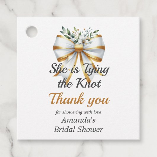 Das Brautparty der weißen Bow des Knotens Geschenkanhänger (Vorderseite)