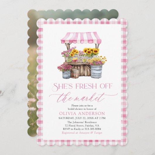 Das Brautparty des Marktes für die Bauern frisch v Einladung (Vorne/Hinten)