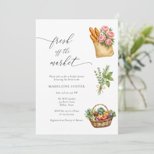 Das Brautparty des Marktes für die Bauern frisch v Einladung (Stehend Vorderseite)