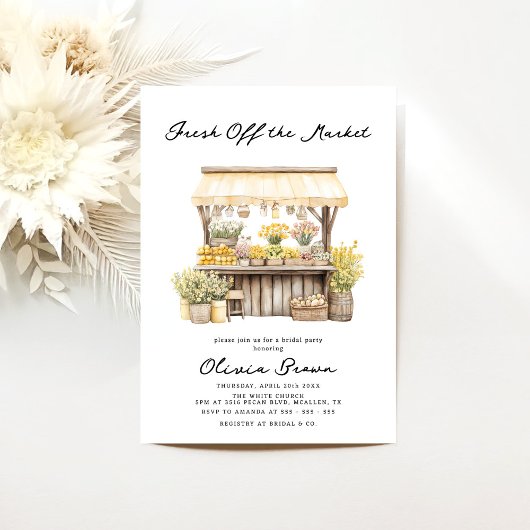 Das Brautparty des Marktes für die Bauern frisch v Einladung