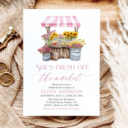 Das Brautparty des Marktes für die Bauern frisch v Einladung