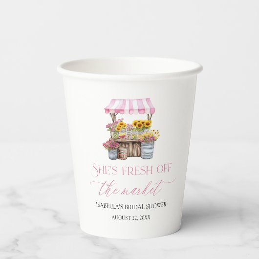 Das Brautparty des Marktes für die Bauern frisch v Pappbecher (Rückseite)