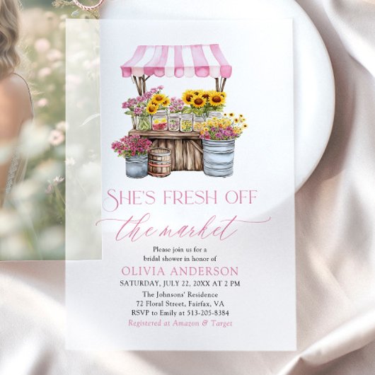 Das Brautparty des Marktes für die Bauern frisch v Pergament Einladungen