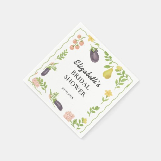 Das Brautparty des Marktes für die Bauern frisch v Serviette (Ecke)