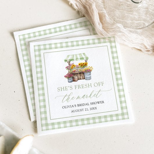 Das Brautparty des Marktes für die Bauern frisch v Serviette