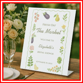 Das Brautparty des Marktes für die Bauern frisch v Sockelschild