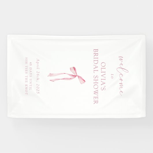 Das Brautparty des unbekannten rosa Bows Banner (Horizontal)