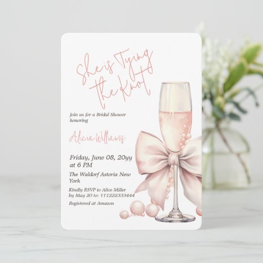 Das Brautparty des weißen, rosa und rosafarbenen K Einladung (Stehend Vorderseite)