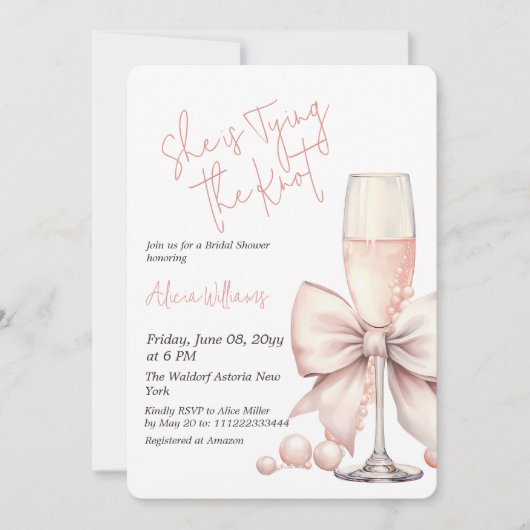 Das Brautparty des weißen, rosa und rosafarbenen K Einladung (Vorderseite)