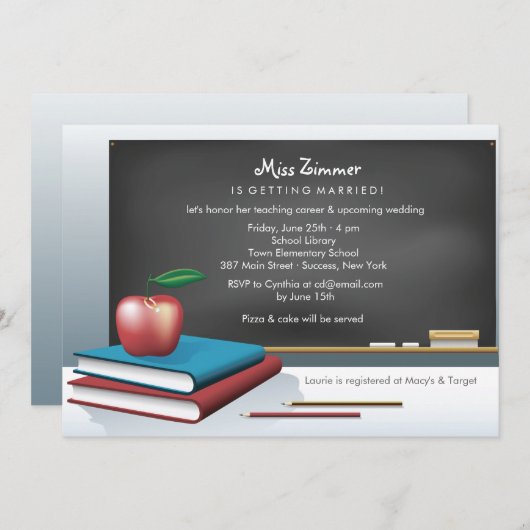 Das Brautparty-Einladung des Lehrers Einladung (Vorne/Hinten)