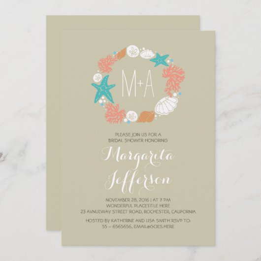 Das Brautparty für Wasserkränze lädt ein Einladung (Vorne/Hinten)