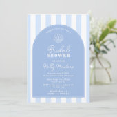 Das Brautparty ist einfach in Blau und Weiß Musche Einladung (Stehend Vorderseite)