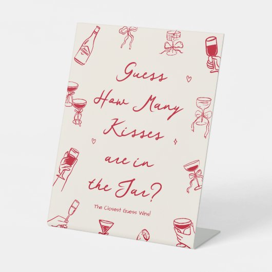 Das Brautparty schätzt, wie viele Küsse Sockelschild (Vorderseite)