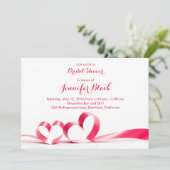 Das Brautparty von Simple Ribbon Hearts Valentine Einladung (Stehend Vorderseite)