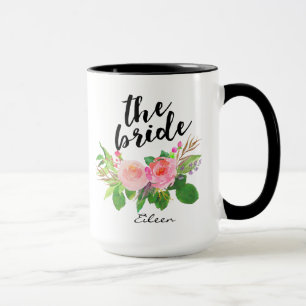 Das Brautwatercolor-mit Blumenpersonalisierte Tasse