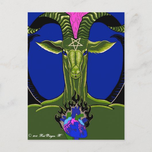 Das brennende Herz des Satans (grüne) Postkarte (Vorderseite)