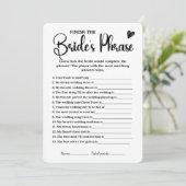 Das Brides Phrase Brautparty Spiel beenden Einladung (Stehend Vorderseite)