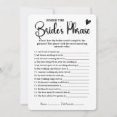 Das Brides Phrase Brautparty Spiel beenden Einladung (Vorderseite)