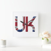 Das britische Britische Flaggentypografie-Elegant Quadratische Wanduhr (Zuhause)