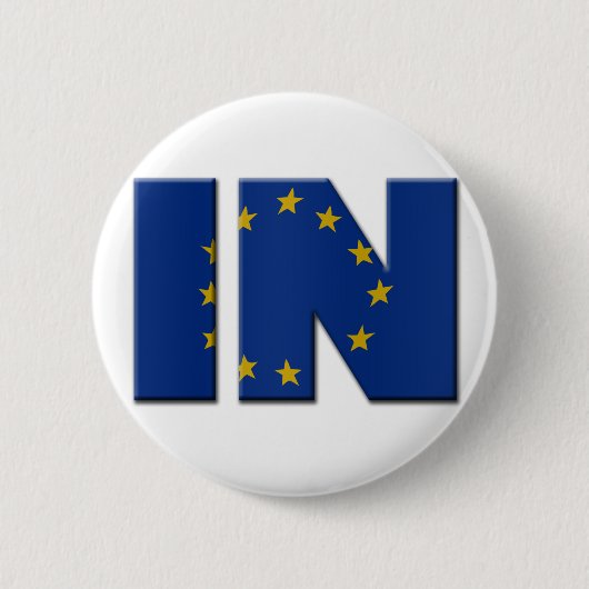 Das britische In/Out-EU-Referendum. IN mit der Eur Button (Vorderseite)