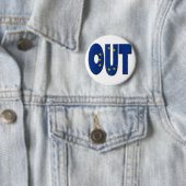 Das britische In/Out-EU-Referendum. Out mit EU Button (Beispiel)