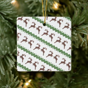 DAS BROWN REINDEER PATTER KERAMIKORNAMENT