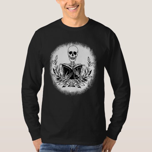 Das Buch Bookworm Reader Skeleton Reading Book T-Shirt (Vorderseite)