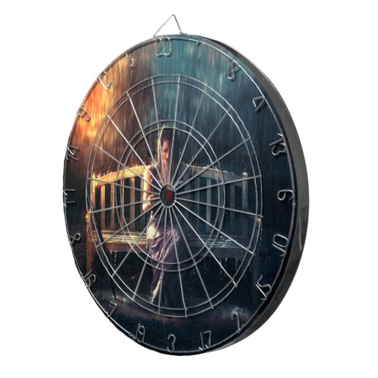 Das Buch der Frau im Regen Dartscheibe (Vorderseite rechts)