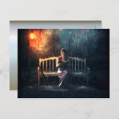 Das Buch der Frau im Regen Postkarte (Vorne/Hinten)