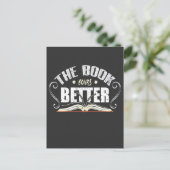 Das Buch war besser - lustige Bibliothekarin Postkarte (Stehend Vorderseite)