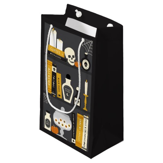 Das Bücherregal-Geschenk-Tasche Halloween-Hexe Kleine Geschenktüte (Vorderseite Schrägansicht)