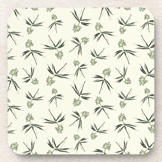 Das Budgen von grünen Branchen auf Creme - nahtlos Getränkeuntersetzer (Vorderseite)
