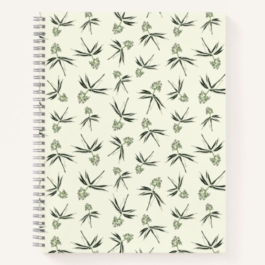 Das Budgen von grünen Branchen auf Creme - nahtlos Notizblock (Vorderseite)