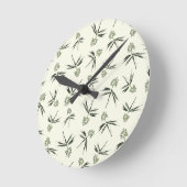 Das Budgen von grünen Branchen auf Creme - nahtlos Runde Wanduhr (Winkel)