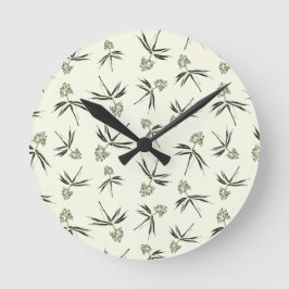 Das Budgen von grünen Branchen auf Creme - nahtlos Runde Wanduhr