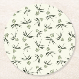 Das Budgen von grünen Branchen auf Creme - nahtlos Runder Pappuntersetzer