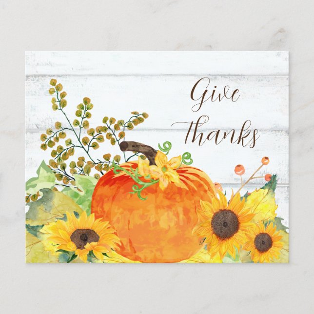 Das Budget dank Rustic Pumpkin Sunflowers Card (Vorderseite)
