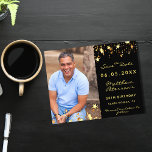 Das Budget für das Foto von Schwarzgold Save the D Flyer<br><div class="desc">Bitte beachten Sie, dass dies Save the Date auf Flyer Papier und sehr dünn ist. Umschläge sind nicht enthalten. Für eine dickere Karte (das gleiche Design) besuchen Sie bitte unseren Shop. Ein Foto Save the Date für einen 50. Geburtstag (oder jedes Alter) vorne: Fügen Sie ein Foto in vertikaler Größe...</div>
