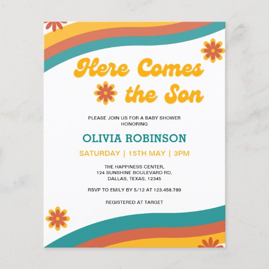 Das Budget für die Son Baby Dusche (Vorderseite)