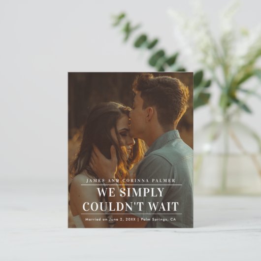 Das Budget konnte die Hochzeitsankündigung des Fot (Stehend Vorderseite)