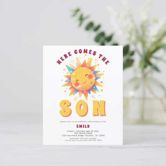 Das Budget Retro hier kommt die Son Baby Dusche (Stehend Vorderseite)