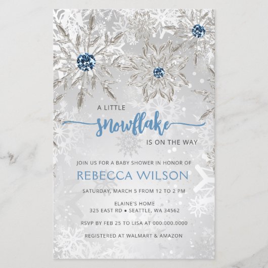 Das Budget Snowflake ist On Way Boy Baby Shower (Vorderseite)