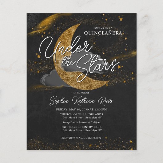 Das Budget unter den Sternen Gold Moon Glam Quince Flyer (Vorne)